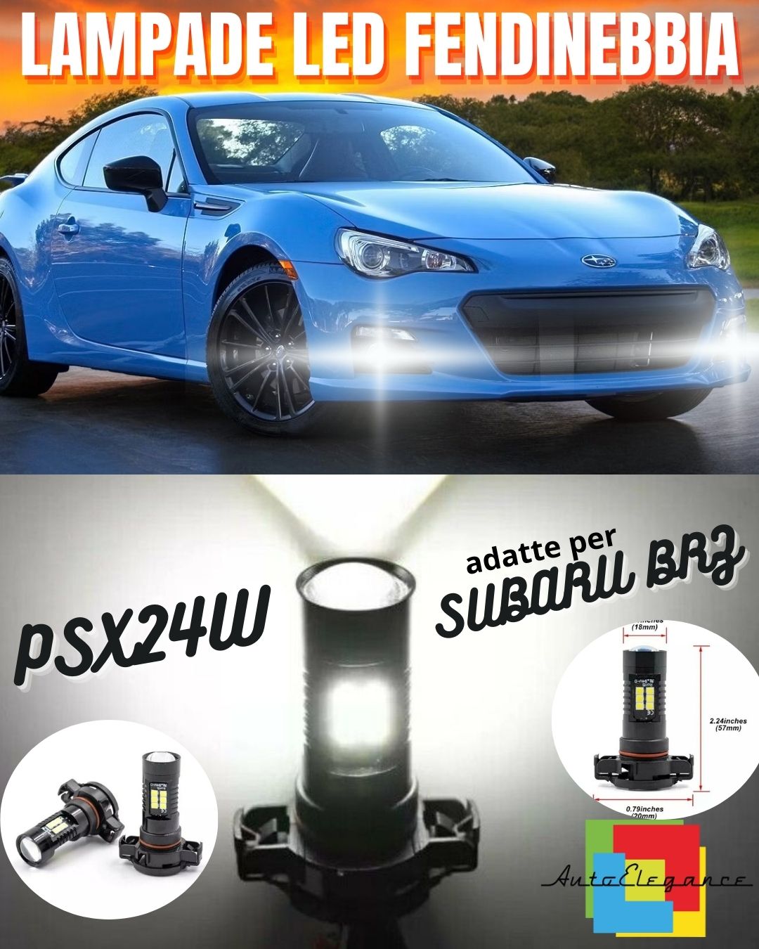 🤩COPPIA LAMPADE FENDINEBBIA PSX24W🌟 21 LED CANBUS PER SUBARU BRZ 6000K🤩