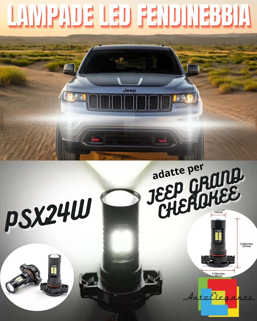 😎LAMPADE FENDINEBBIA PSX24W LED CANBUS JEEP GRAND CHEROKEE DAL 2011 AL 2013😎