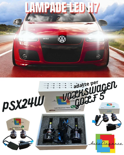 😍KIT FULL LED H7 CANBUS VOLKSWAGEN GOLF 5 V LED 9600 LUMEN 6000K + PORTALAMPADE😍
