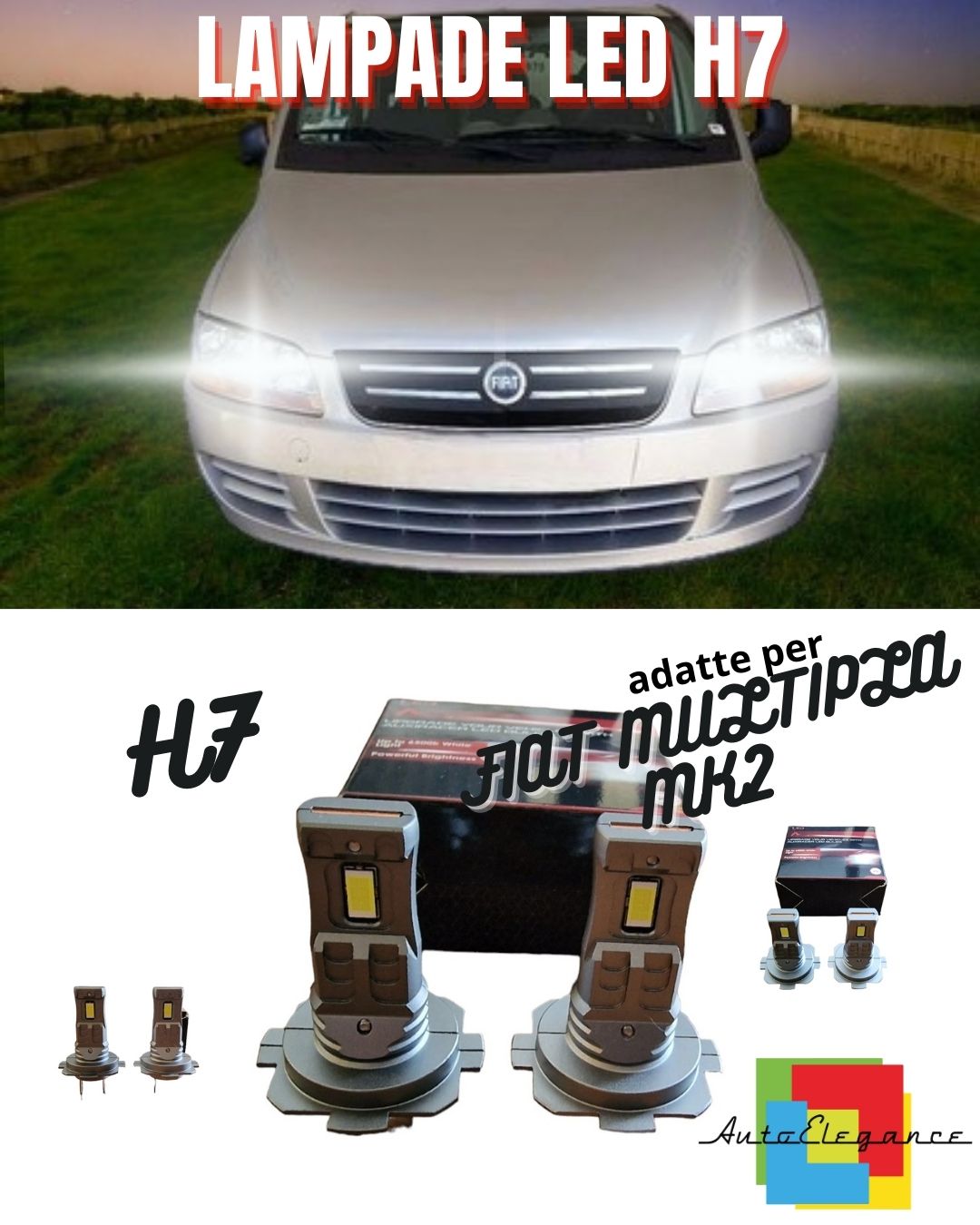🔥H7 LED KIT FIAT MULTIPLA MK2 6000K WHITE 6000 LUMEN CANBUS LOW BEAM🔥