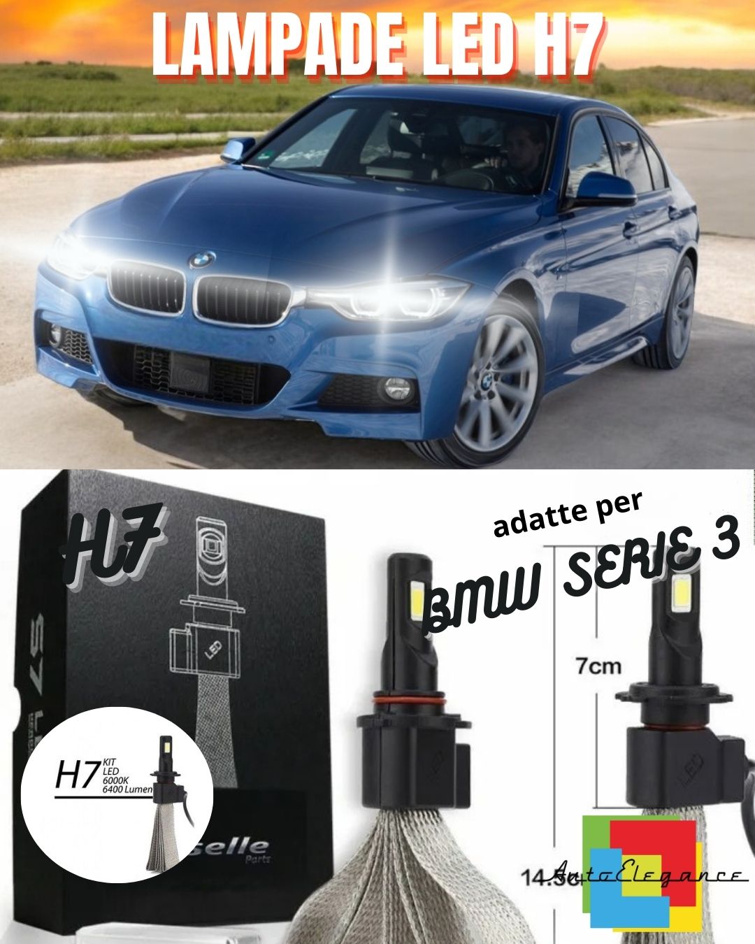 💥KIT LED H7 6500K FULL CANBUS 8000 LUMEN LED LAMPS FOR BMW SERIES 3 F30 F31💥