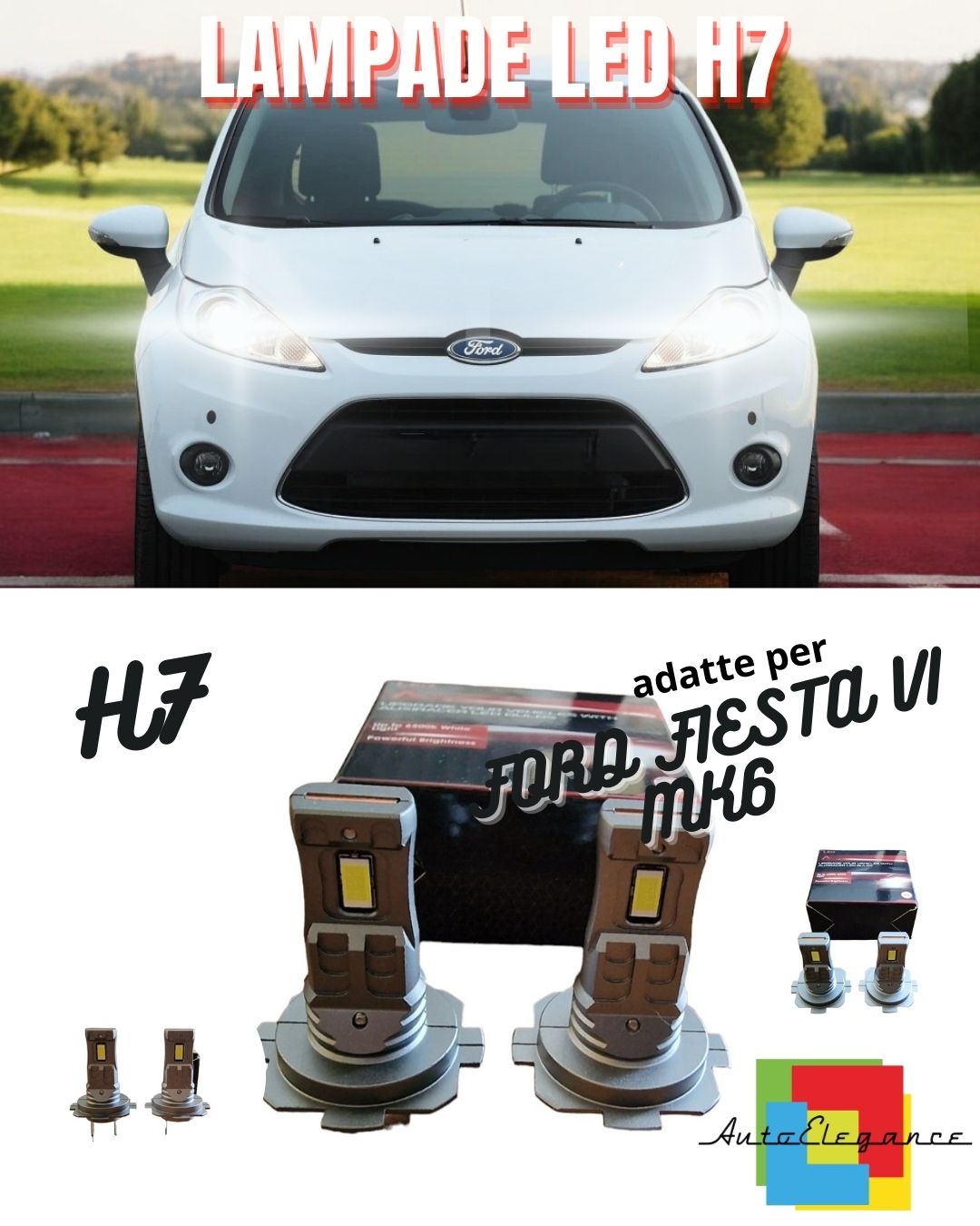 H7 LED KIT FOR FORD FIESTA VI MK6 6000K WHITE 6000 LUMEN CANBUS LOW BEAM 