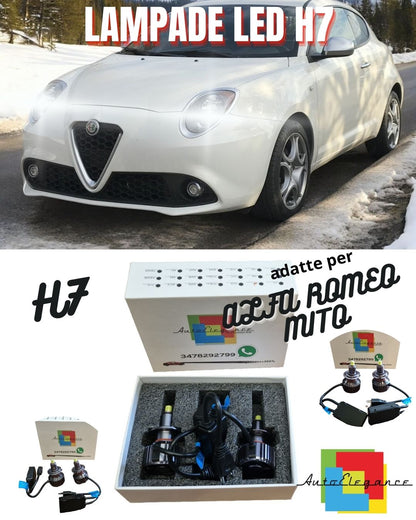 ✨KIT FULL LED H7 CANBUS ALFA ROMEO MITO 6000K BIANCO 9600 LUMEN 80W NO ERROR✨