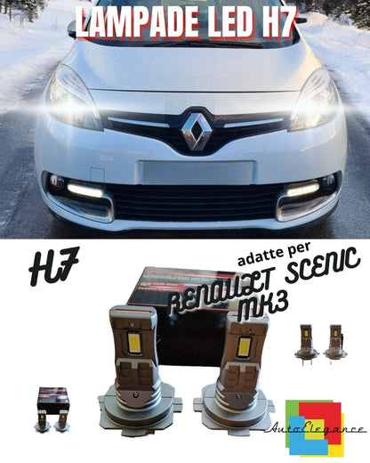 🤩KIT LED H7 PER RENAULT SCENIC MK3 6000K BIANCO 6000 LUMEN CANBUS ANABBAGLIANTI