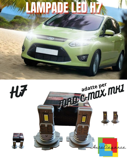 😎KIT LED H7 PER FORD C-MAX MK1 6000K BIANCO 6000 LUMEN CANBUS ANABBAGLIANTI😎