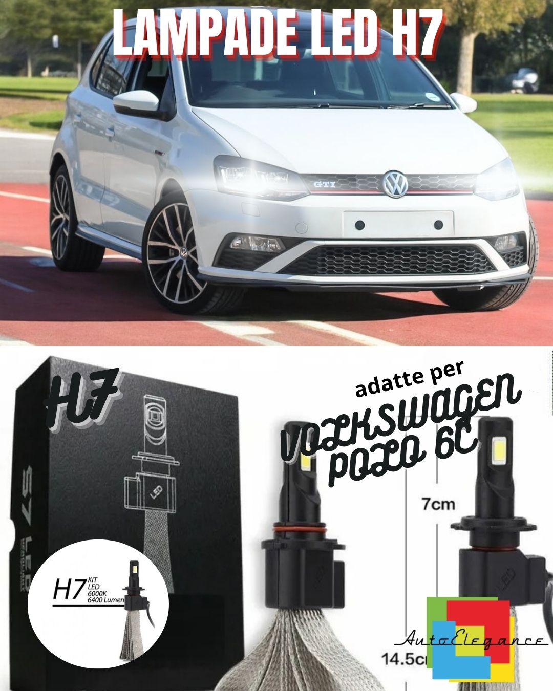 😎KIT LAMPADE ANABBAGLIANTI LED VOLKSWAGEN POLO 6C 6R LED H7 6000K XENON XENO😎