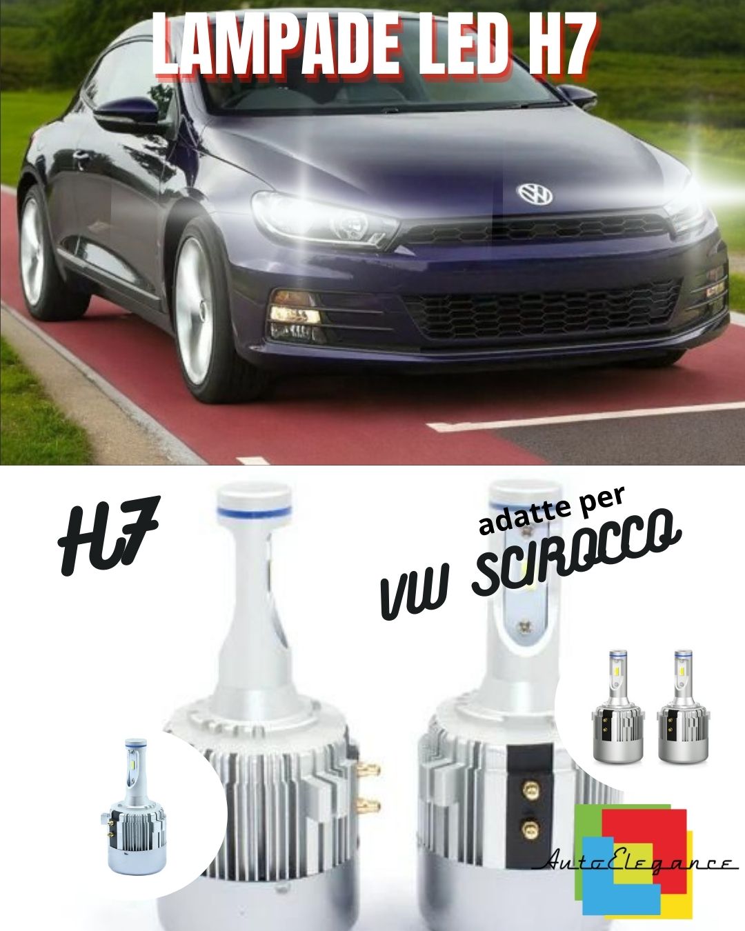 🤩KIT LED H7 VW SCIROCCO CANBUS 9800 LUMEN 6000K BIANCO PLUG AND PLAY ALL IN ONE🤩