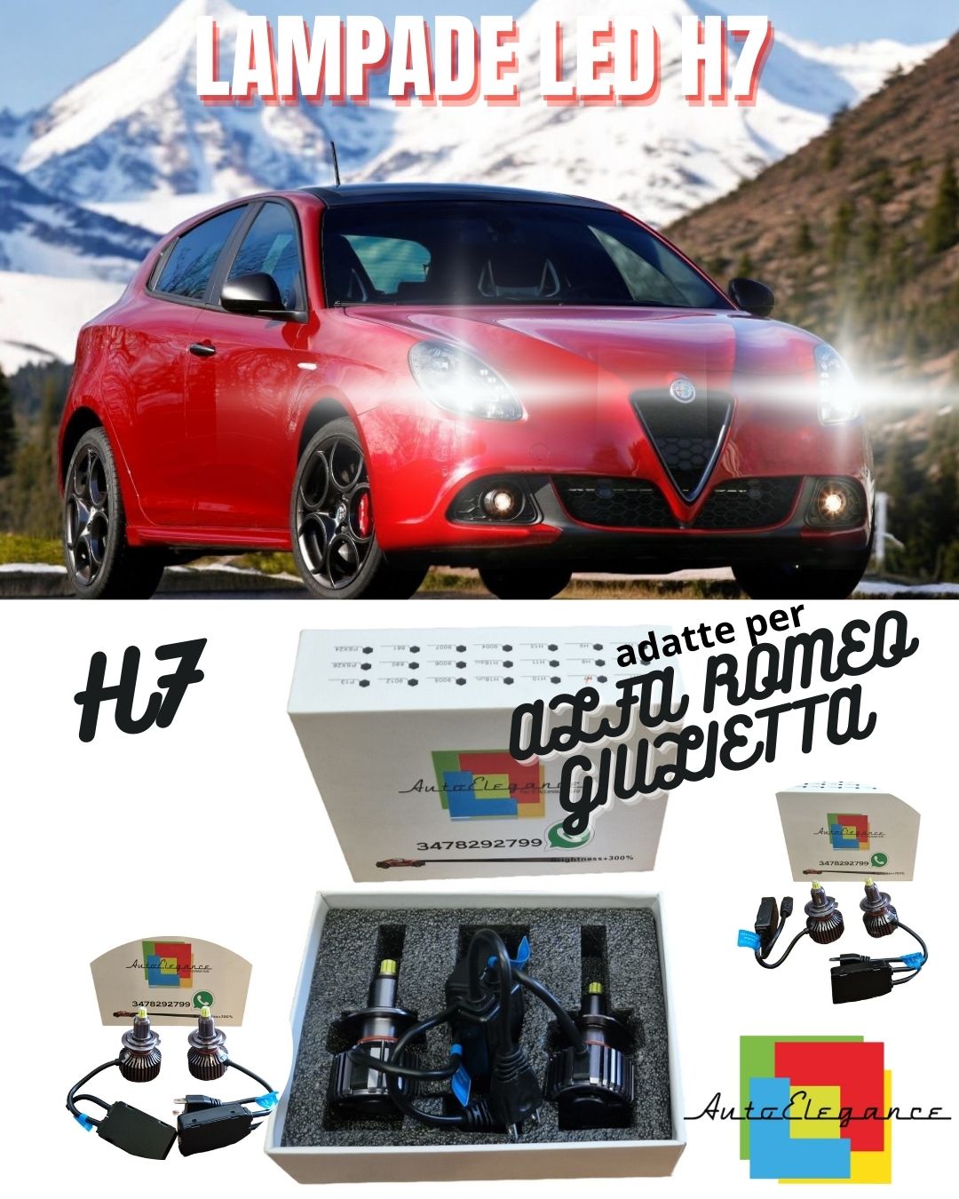 😎KIT FULL LED H7 6000K PER LENTICOLARI ALFA ROMEO GIULIETTA NO AVARIA😎