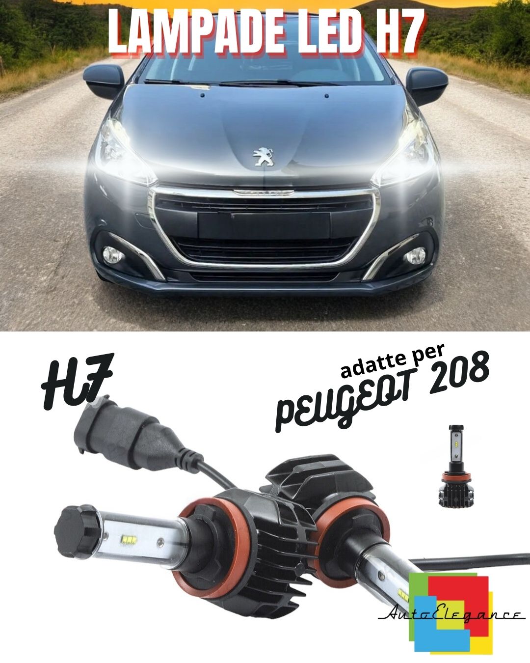 🤩KIT LED H7 6000K CANBUS XENON 9800 LM LUMEN PEUGEOT 208 NO AVARIA LUCI🤩