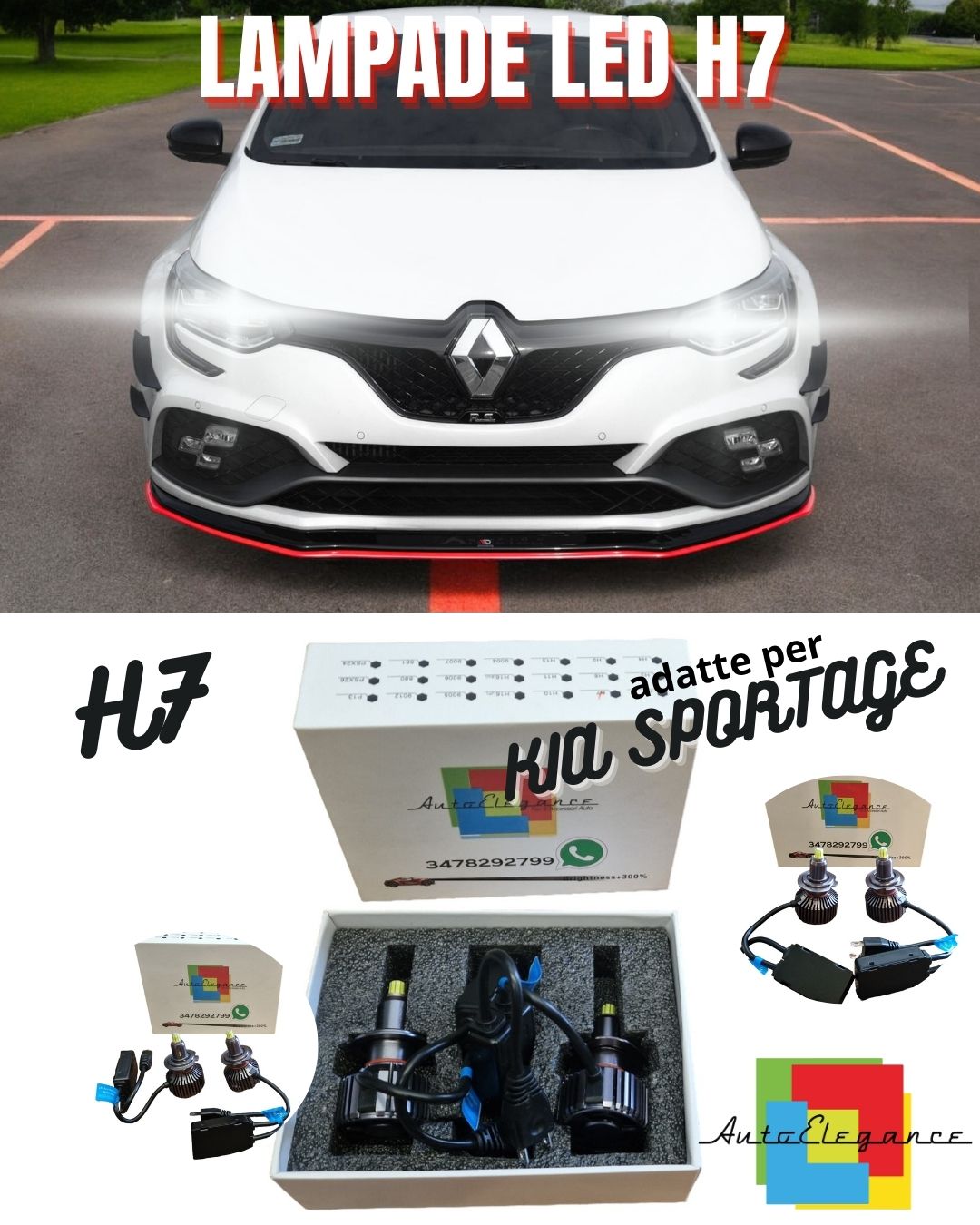 🤩KIT FULL LED H7 CANBUS RENAULT MEGANE MK4 6000K WHITE 9600 LUMEN 80W🤩