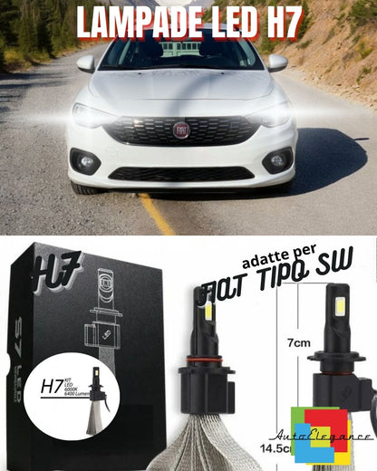 🤩KIT FULL LED FIAT TIPO SW LAMPADE LED H7 6000K BIANCO 100% NO ERROR🤩