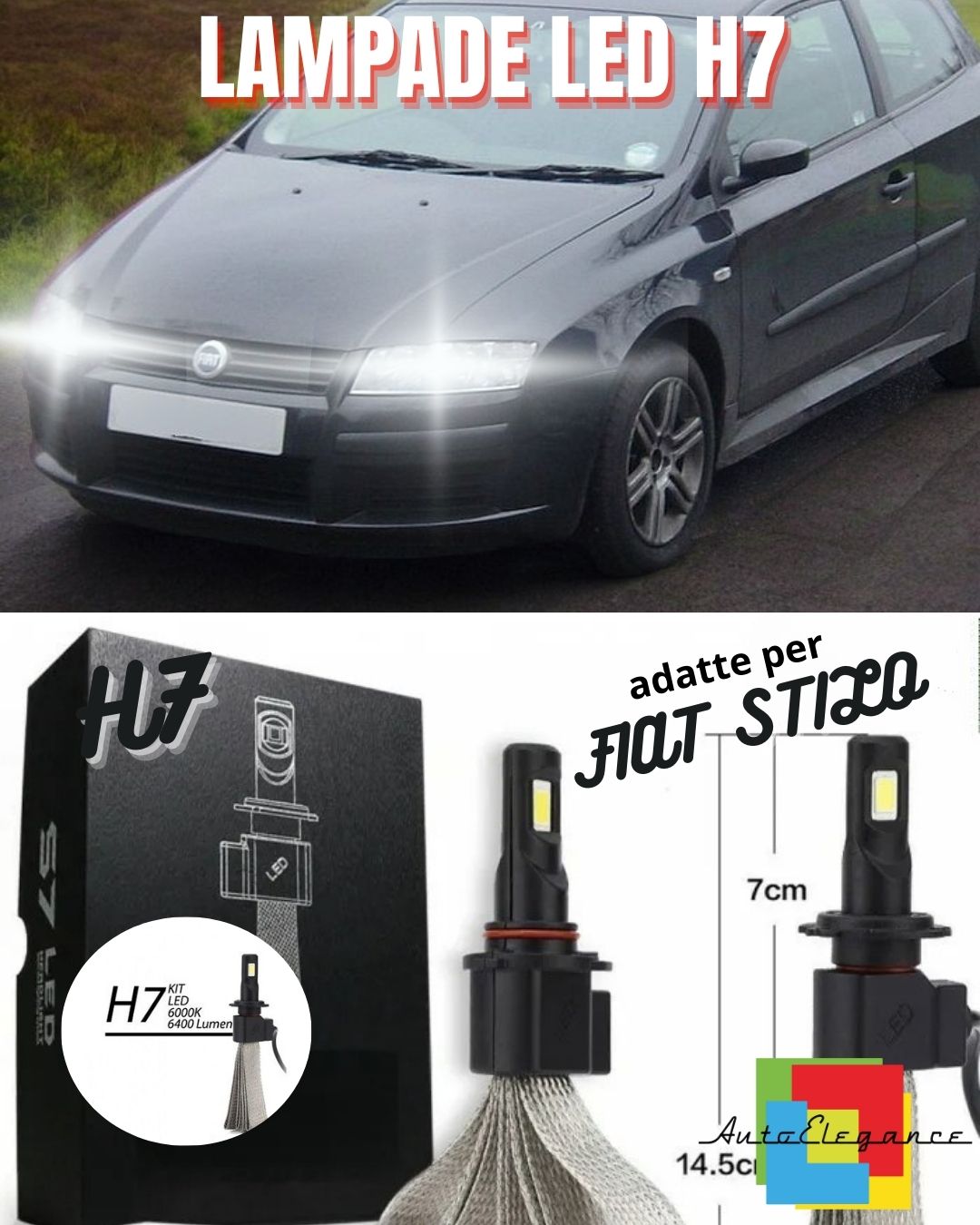 🔥FIAT STILO H7 6000K XENON WHITE NO ERROR LOW BEAM LED BULB KIT🔥