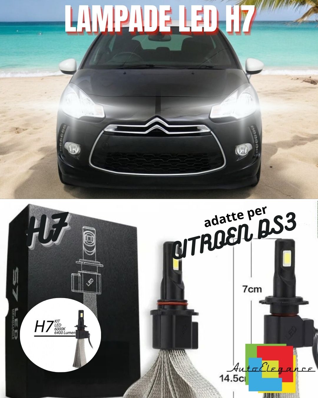 😎KIT FULL LED CITROEN DS3 LAMPADE H7 6000K XENON BIANCO GHIACCIO NO ERROR😎