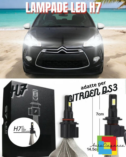 😎KIT FULL LED CITROEN DS3 LAMPADE H7 6000K XENON BIANCO GHIACCIO NO ERROR😎