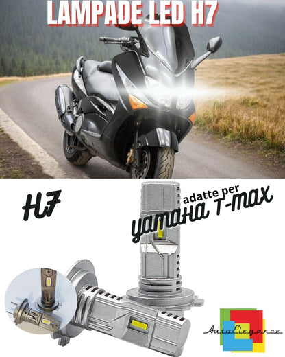 😎PAIR OF LED LAMPS H7 + H4 7000 LUMEN YAMAHA T-MAX 6000K NO LIGHT FAILURE😎