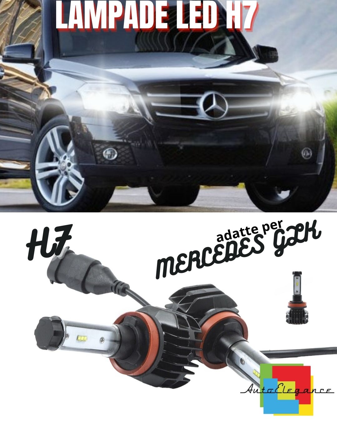 😎KIT LED H7 6000K CANBUS XENON 9800 LM LUMEN MERCEDES GLK NO AVARIA LUCI😎