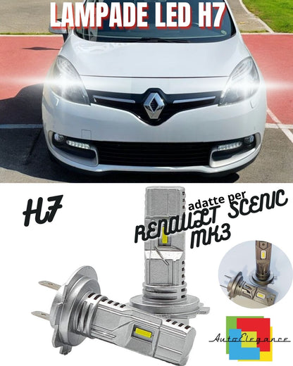 🤩KIT LED H7 PER RENAULT SCENIC MK3 6000K BIANCO 6000 LUMEN CANBUS ANABBAGLIANTI