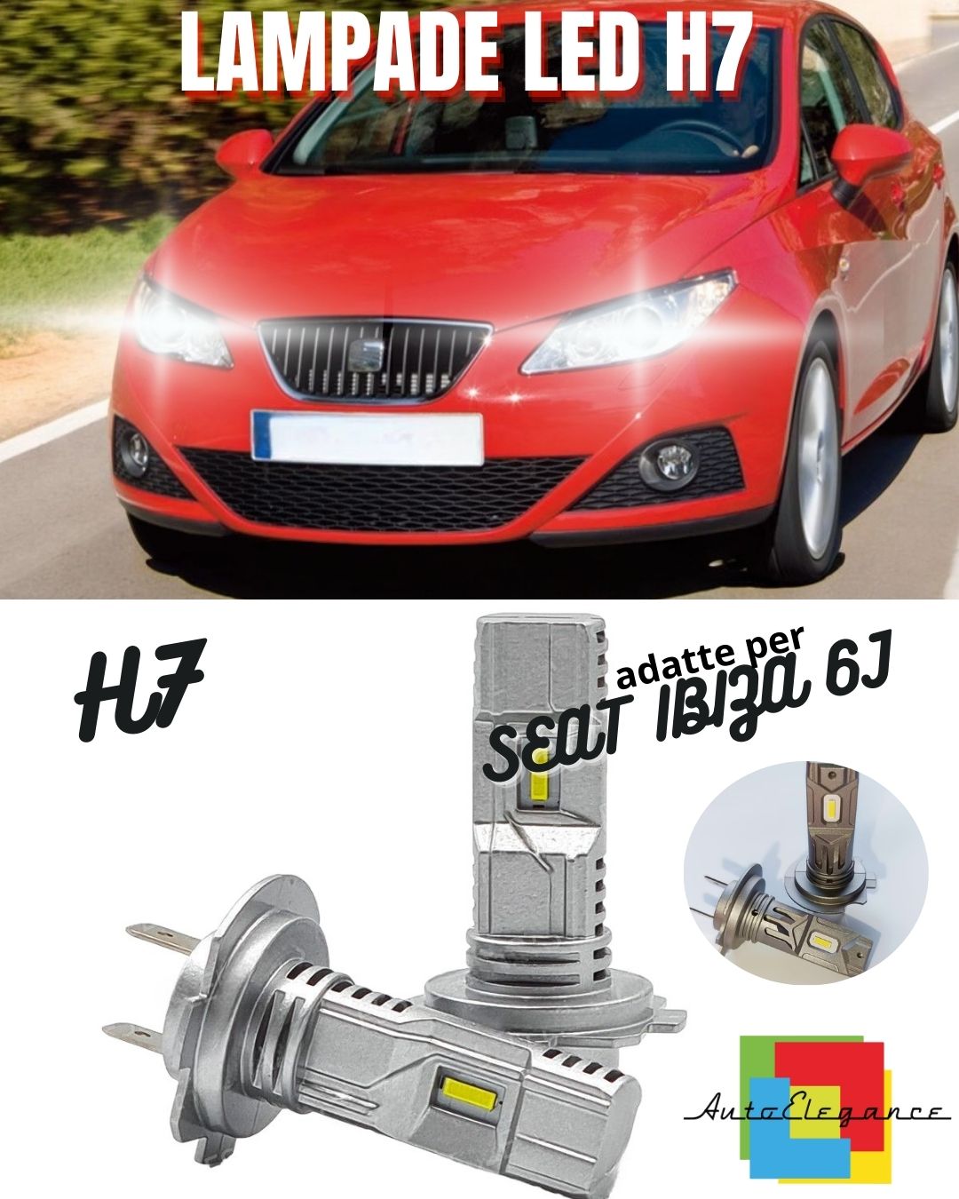 🔥H7 LED KIT FOR SEAT IBIZA 6J 6000K WHITE 6000 LUMEN CANBUS LOW BEAM🔥
