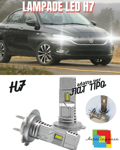 🤩KIT LED H7 FIAT TIPO 6000K BIANCO LUMEN CANBUS ANABBAGLIANTI FARO PARABOLA🤩