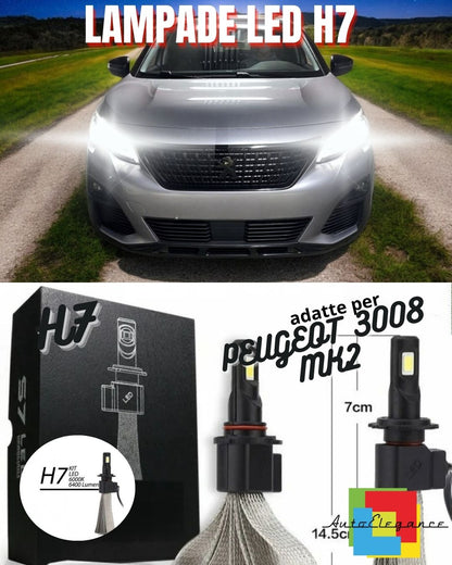 😎KIT FULL LED PEUGEOT 3008 MK2 LAMPADE LED H7 6000K BIANCO GHIACCIO NO ERROR😎