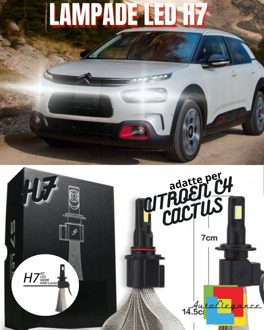 🤩KIT FULL LED CITROEN C4 CACTUS LAMPADE H7 6000K XENON BIANCO GHIACCIO🤩