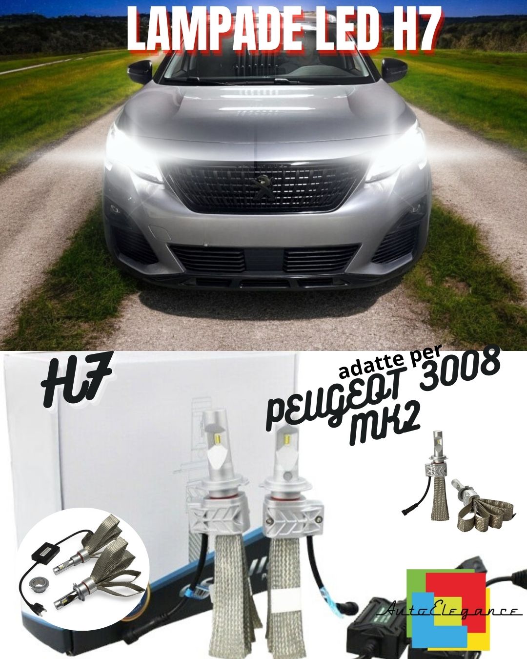 🤩KIT LED H7 6500K FULL CANBUS 8000 LUMEN LED LAMPADE PER PEUGEOT 3008 MK2🤩
