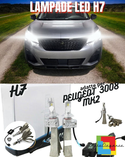 🤩KIT LED H7 6500K FULL CANBUS 8000 LUMEN LED LAMPADE PER PEUGEOT 3008 MK2🤩