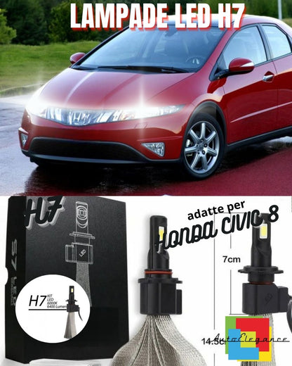 🤩FULL LED KIT HONDA CIVIC 8 LAMPS H7 6000K XENON ICE WHITE NO ERROR🤩