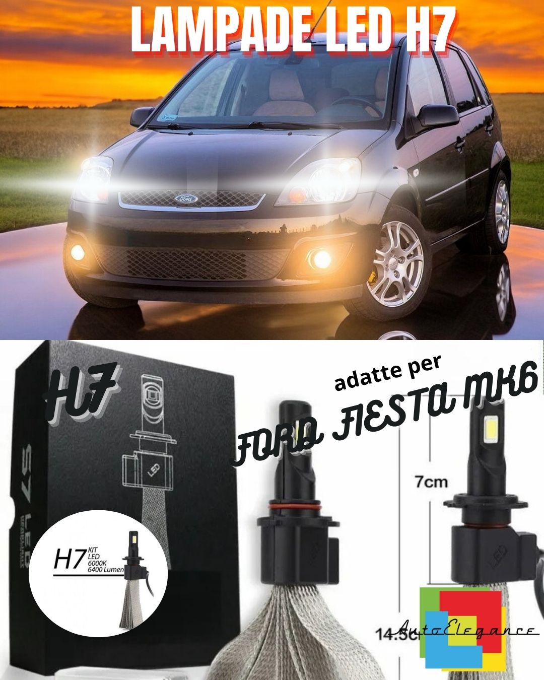 😎KIT FULL LED FORD FIESTA MK6 LAMPADE LED H7 6000K BIANCO GHIACCIO NO ERROR😎