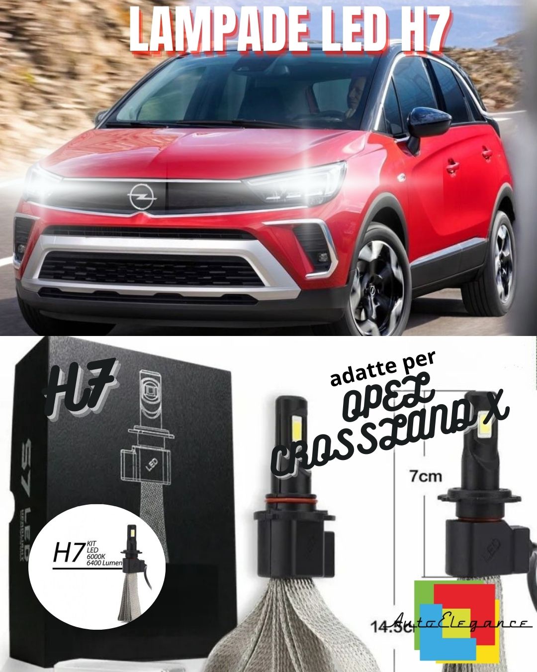 😎KIT FULL LED OPEL CROSSLAND X LAMPADE LED H7 6000K BIANCO GHIACCIO NO ERROR😎