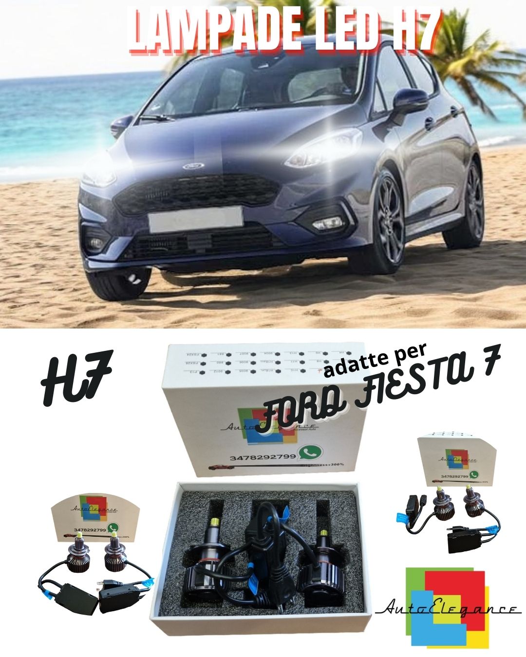 🔥KIT FULL LED H7 CANBUS FORD FIESTA 7 6000K BIANCO 9600 LUMEN NO ERROR🔥