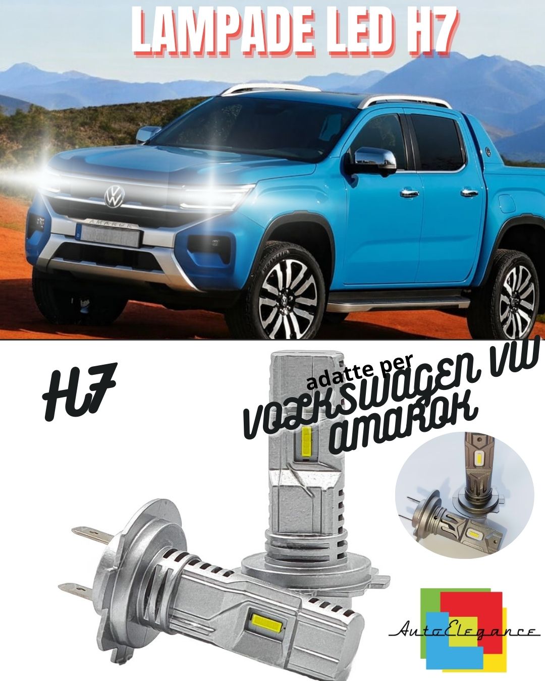 🌟KIT LED H7 PER VOLKSWAGEN VW AMAROK 6000K BIANCO LUMEN CANBUS ANABBAGLIANTI🌟