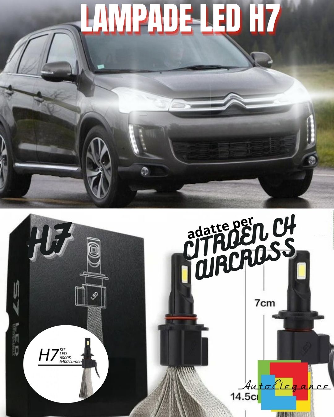✨KIT FULL LED CITROEN C4 AIRCROSS LAMPADE LED H7 6000K BIANCO GHIACCIO NO ERROR✨