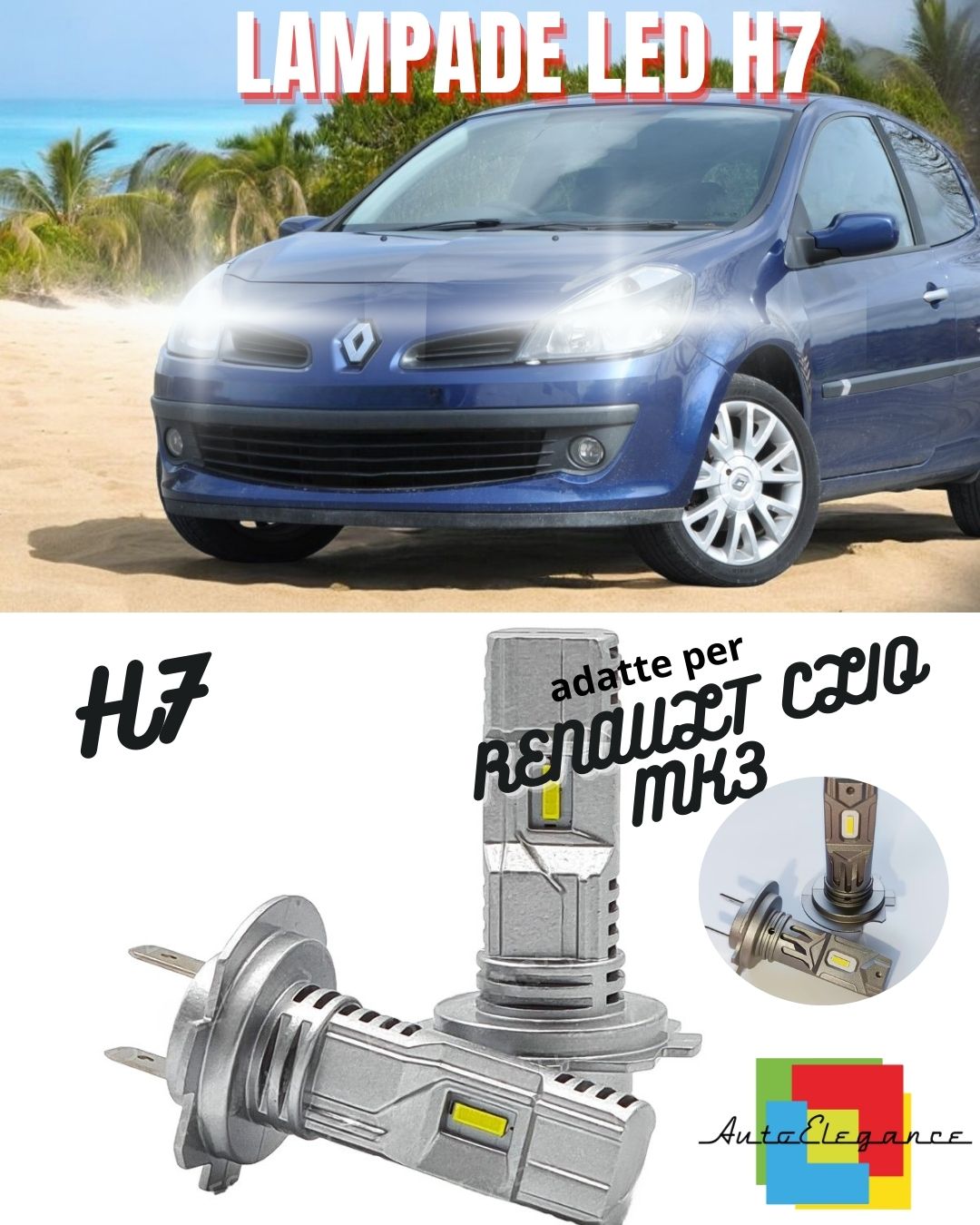 🤩KIT LED H7 PER RENAULT CLIO MK3 III 6000K BIANCO 6000 LUMEN CANBUS ANABBAGLIANTI🤩