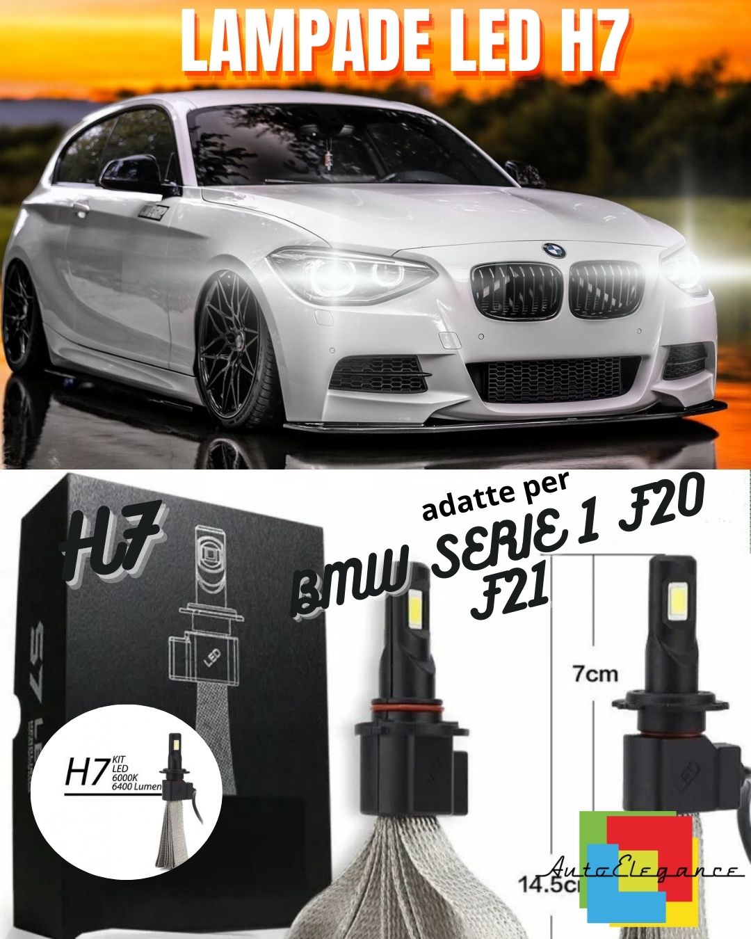 😎H7 LED KIT BMW SERIE 1 F20 F21 RESTYLING 6000K 6400 LUMEN HIGH BEAM😎