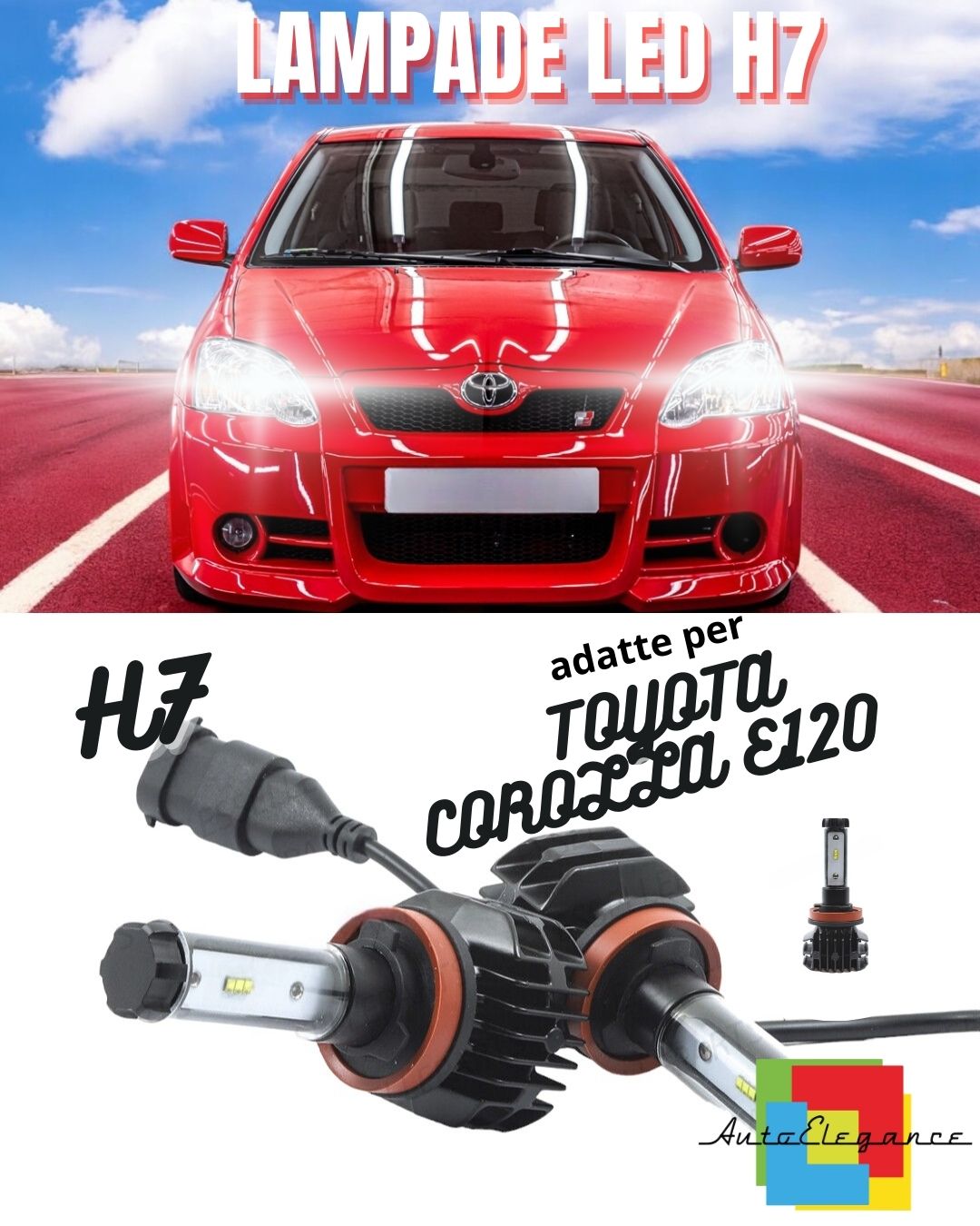 😍KIT LED H7 6000K CANBUS XENON 9800 LM LUMEN TOYOTA COROLLA E120 NO ERROR😍