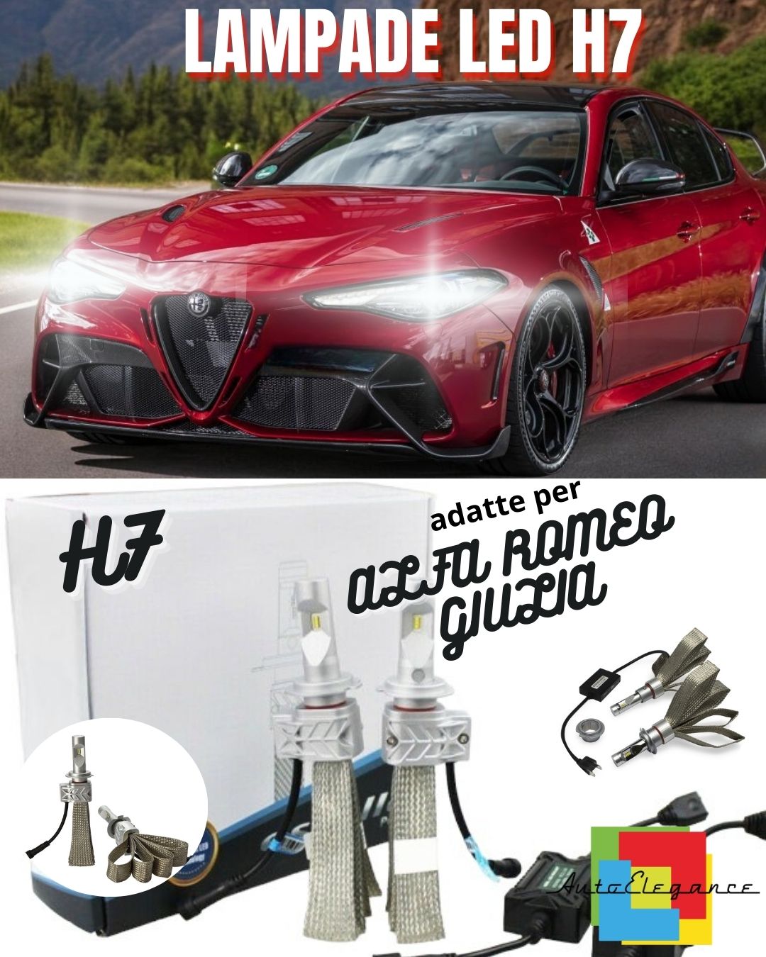🤩H7 LED KIT 6500K FULL CANBUS 8000 LUMEN LED LAMPS FOR ALFA ROMEO GIULIA🤩