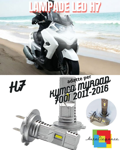 🤩KIT LED H7 6000K ABBAGLIANTE 6000 LUMEN KYMCO MYROAD 700I 2011-2016 COMPATTE🤩