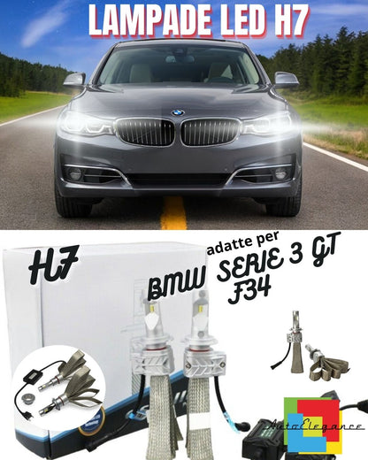 🔥KIT LED H7 6500K FULL CANBUS 8000 LUMEN PER BMW SERIE 3 GT F34 ANABBAGLIANTI🔥
