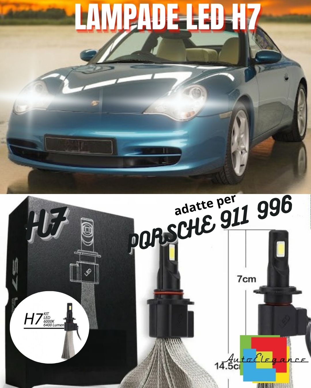 ⚡KIT FULL LED PORSCHE 911 996 LAMPADE H7 ANABBAGLIANTE 6000K XENON CANBUS⚡