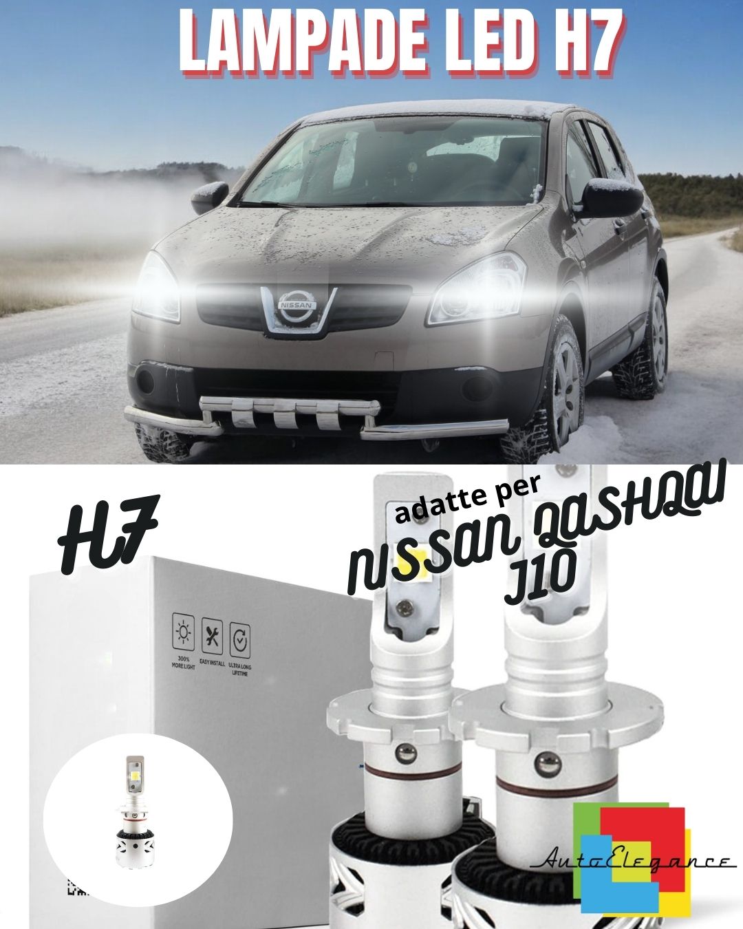 🔥KIT LED H7 PER NISSAN QASHQAI J10 CANBUS 12000LM LUMEN MONO LED LENTICOLARE🔥