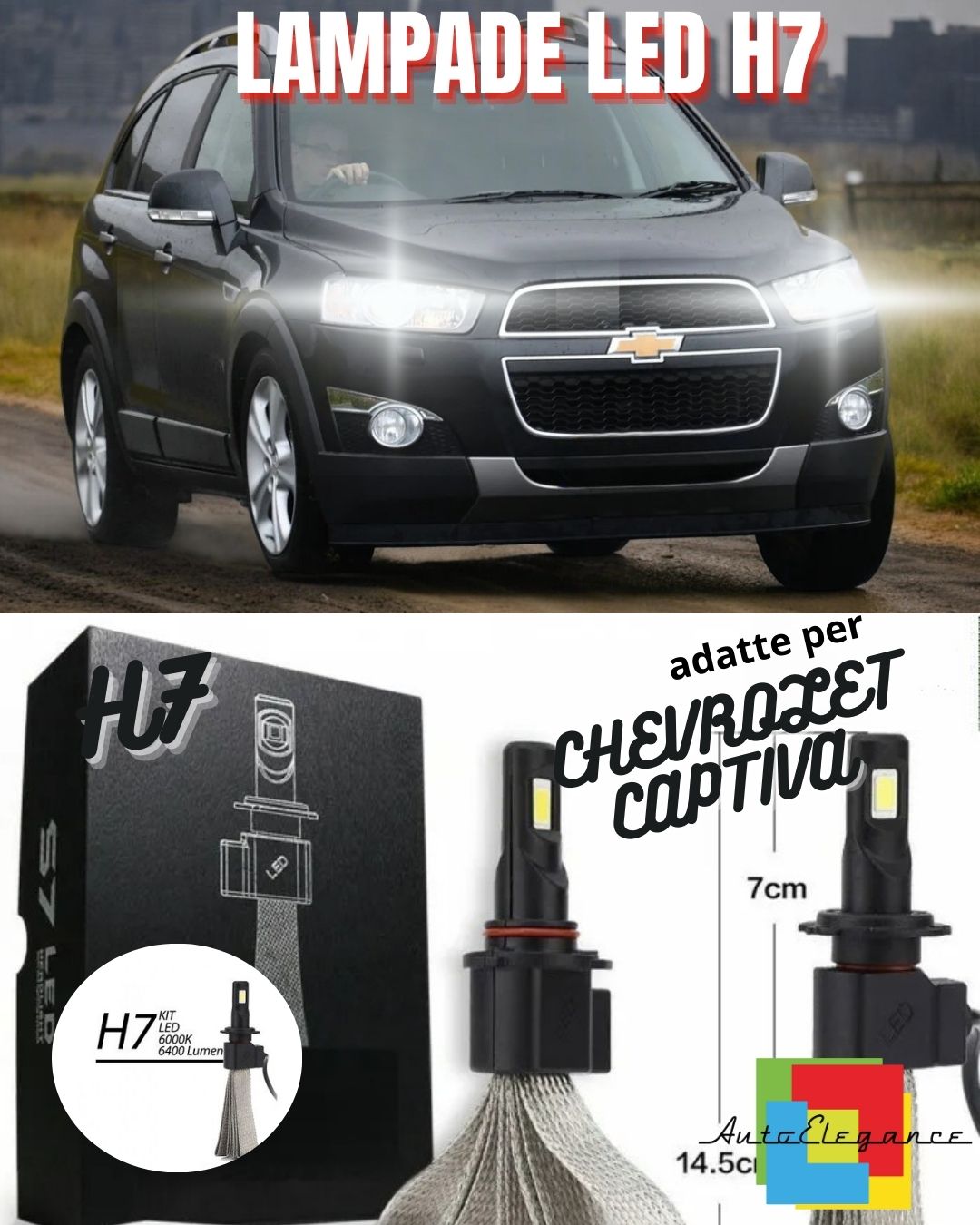 🤩KIT LAMPADE ANABBAGLIANTI LED CHEVROLET CAPTIVA LAMPADE LED H7 6000K🤩