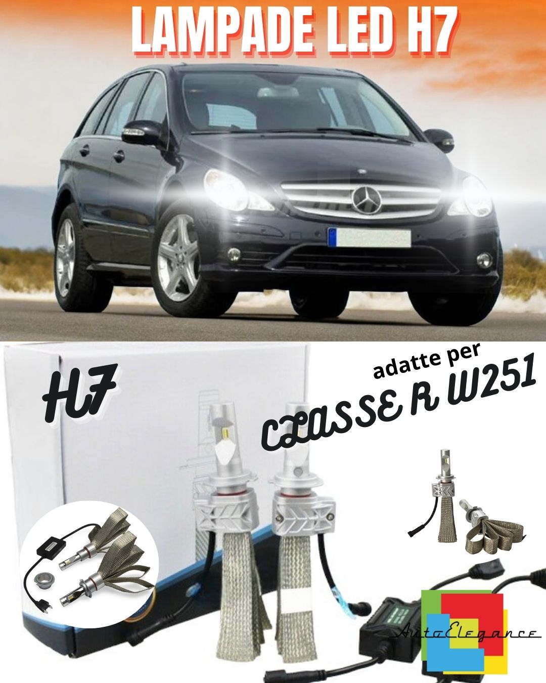 😍KIT LED H7 CANBUS PER MERCEDES CLASSE R W251 CON LED 8000 LUMEN ABBAGLIANTI😍