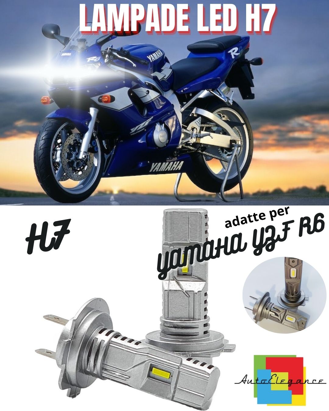 ✨H7 6000K CANBUS 3000 LM LED BULB FOR LOW BEAM YAMAHA YZF R6✨ 