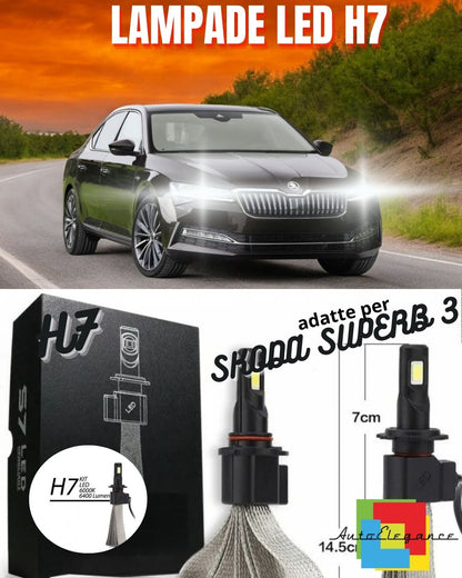 🔥KIT LAMPADE ANABBAGLIANTI LED SKODA SUPERB 3 LED H7 6000K XENO 6400 LUMEN🔥