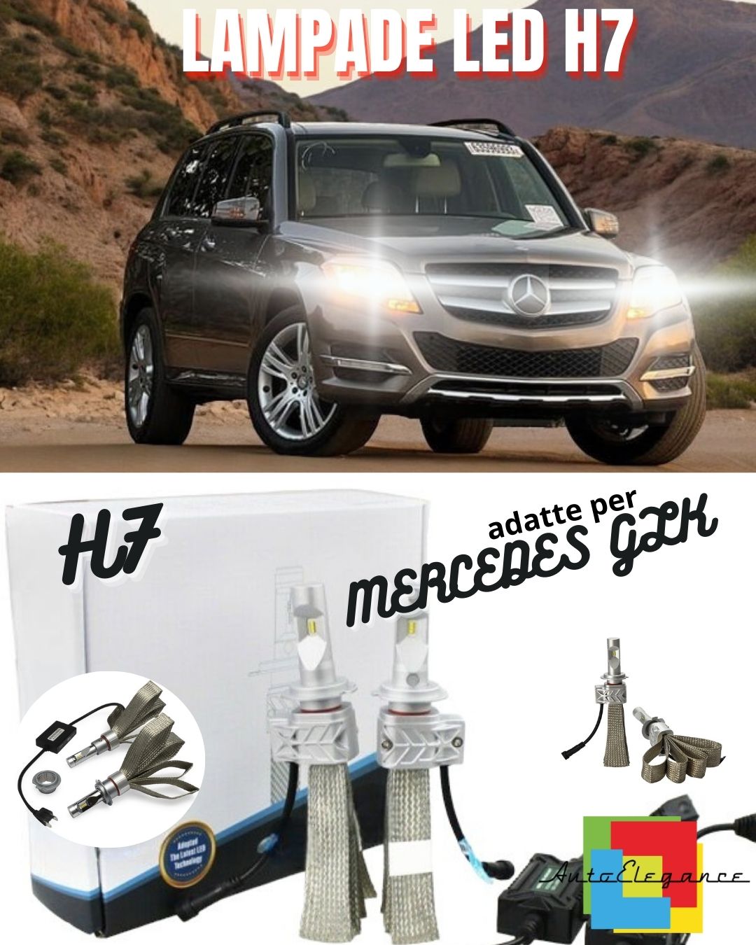 🤩KIT LED H7 MERCEDES GLK FINO AL 06/2012 6500K CANBUS XENON 12000LM🤩