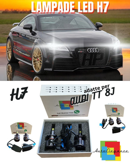 ✨KIT LED H7 CANBUS AUDI TT 8J LED 360° 9600 LUMEN 6000K BIANCO + PORTALAMPADE✨