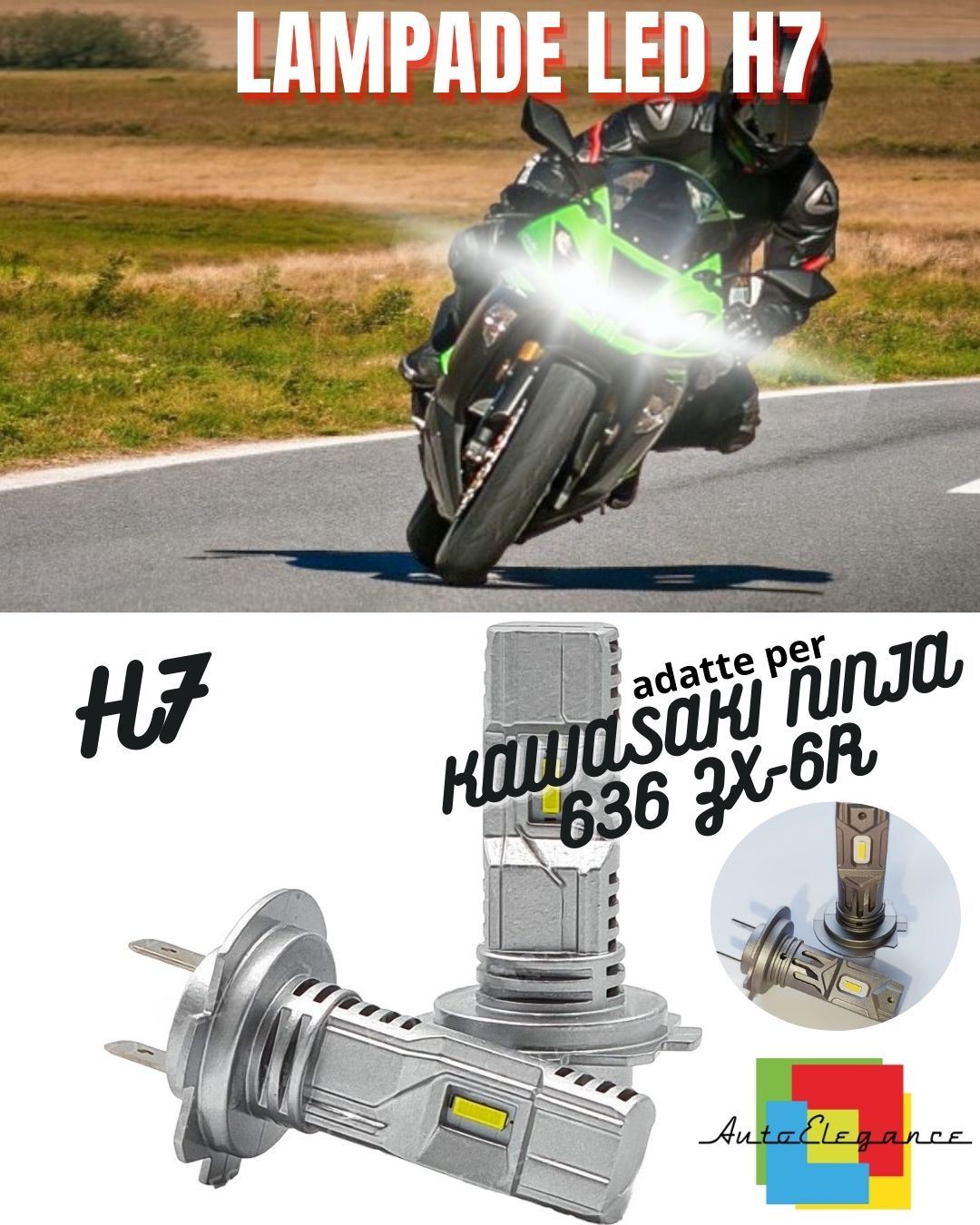 🔥LAMPADA LED H7 6000K CANBUS PER ABBAGLIANTI KAWASAKI NINJA 636 ZX-6R🔥