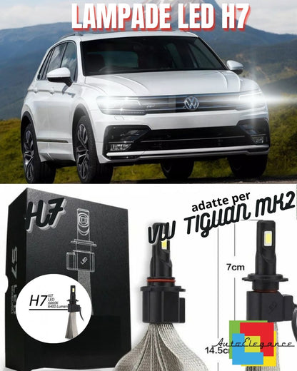 😎KIT LAMPADE ABBAGLIANTI LED VW TIGUAN MK2 LED H7 6000K 6400 LUMEN NO ERROR😎