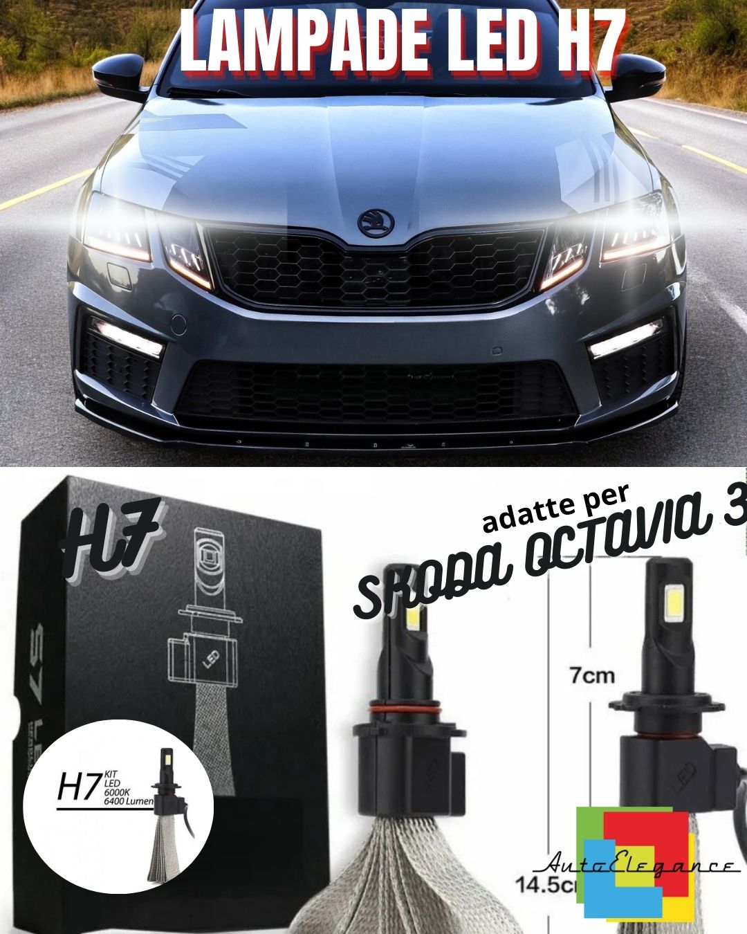 😍SKODA OCTAVIA 3 FACELIFT LED HIGH BEAM LAMP KIT H7 6000K😍